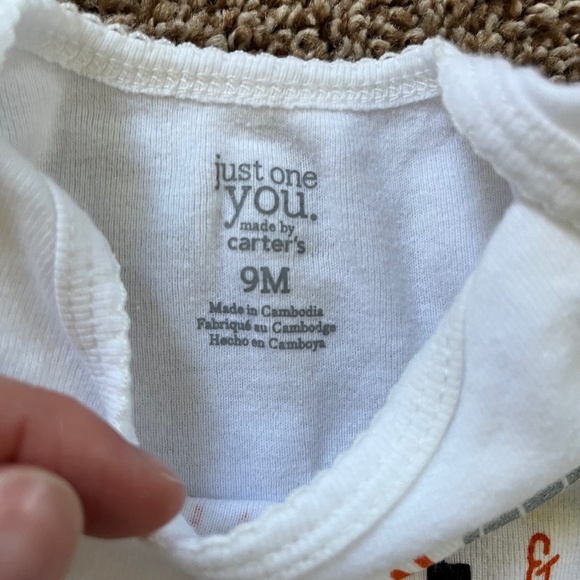 Carter's Halloween Fleece Footed Zipper Pajamas & Pumpkin Spice Onesie, Size 9M - Picture 5 of 10